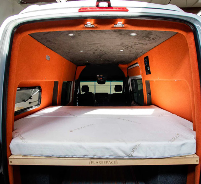 VS30 2019 2023 Mercedes Sprinter Van Flarespace Wood Bed System 768x703 