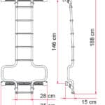 Fiamma Rear Door Ladder Deep Black/Silver Deluxe for Ram Promaster 2014 - 2025