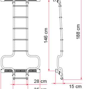 Fiamma Rear Door Ladder Deep Black/Silver Deluxe for Ram Promaster 2014 - 2025