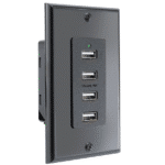 Conversion Van Wall Mount USB | 110 Plug GFI Outlet Charger LED Power Indicator - Black