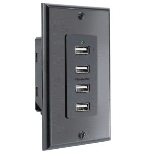 Conversion Van Wall Mount USB | 110 Plug GFI Outlet Charger LED Power Indicator - Black