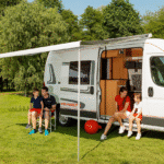 Fiamma F80 | Ford Transit / Ram Promaster and other RV Vans and Motorhome Awning Titanium, White and Black